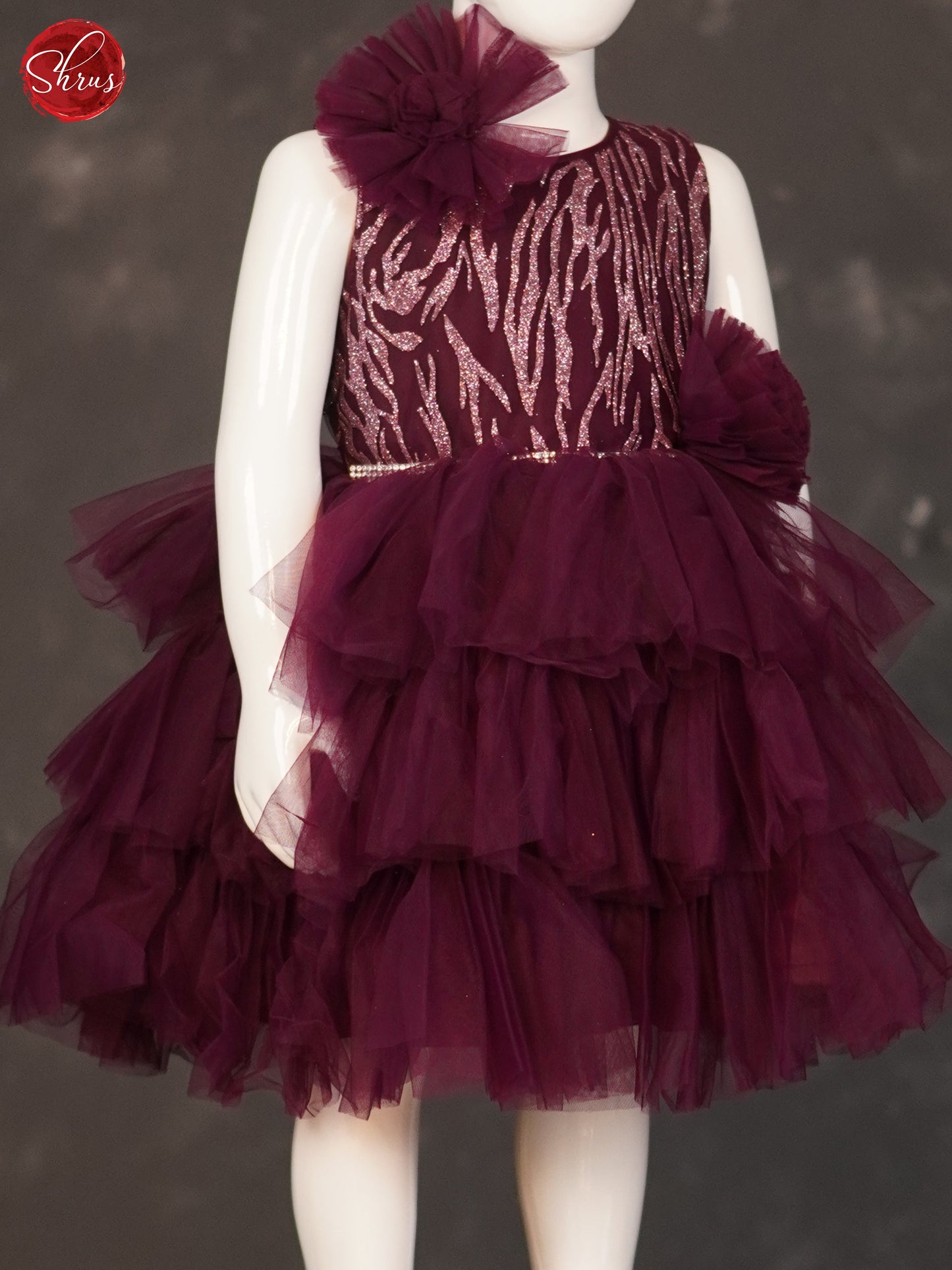 Maroon - Party Wear Kids Frock - Shop on ShrusEternity.com