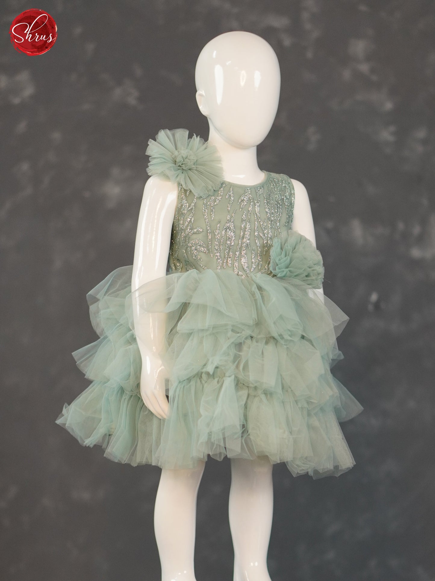 Green- Party Wear Kids Frock - Shop on ShrusEternity.com