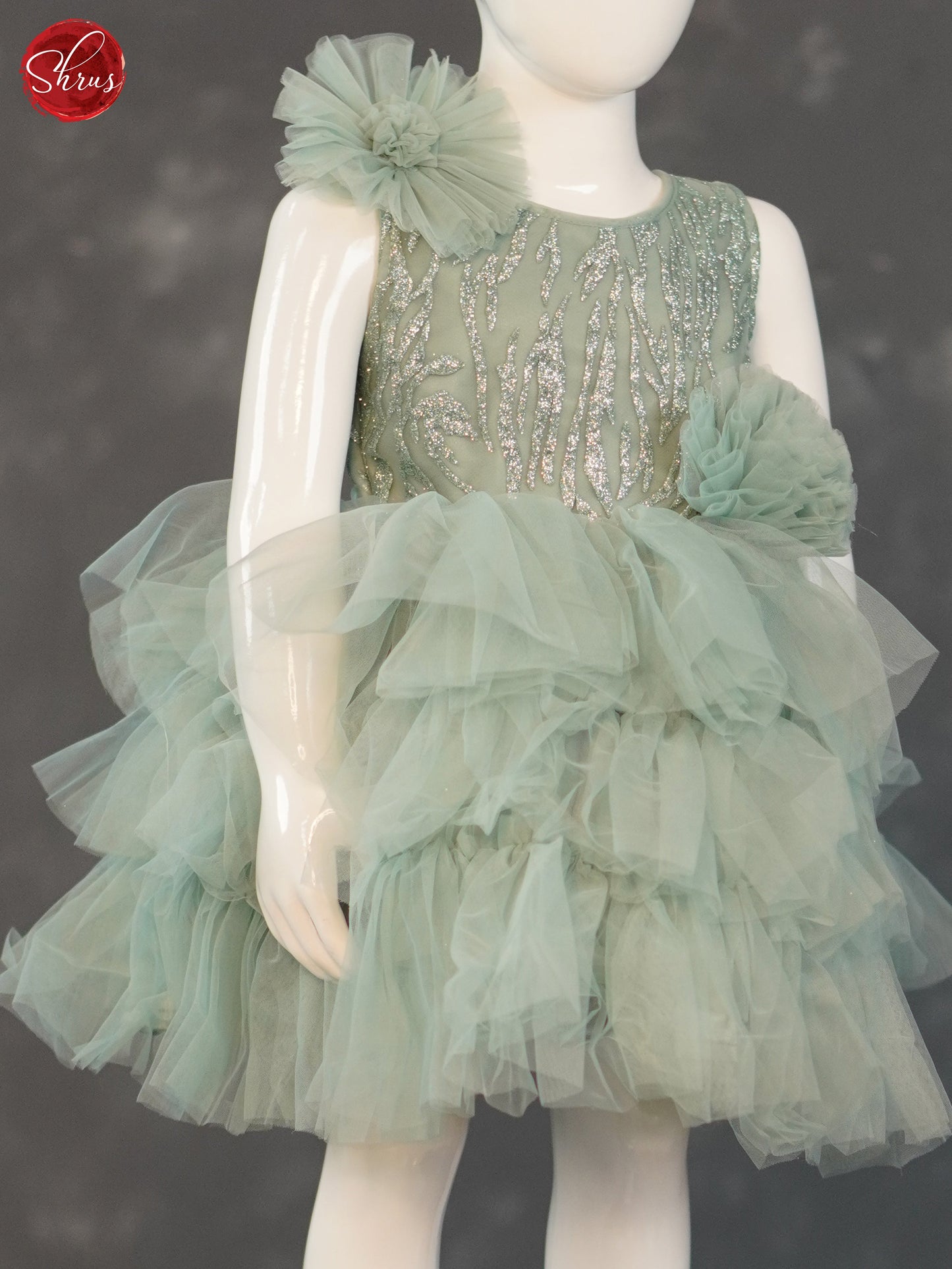 Green- Party Wear Kids Frock - Shop on ShrusEternity.com