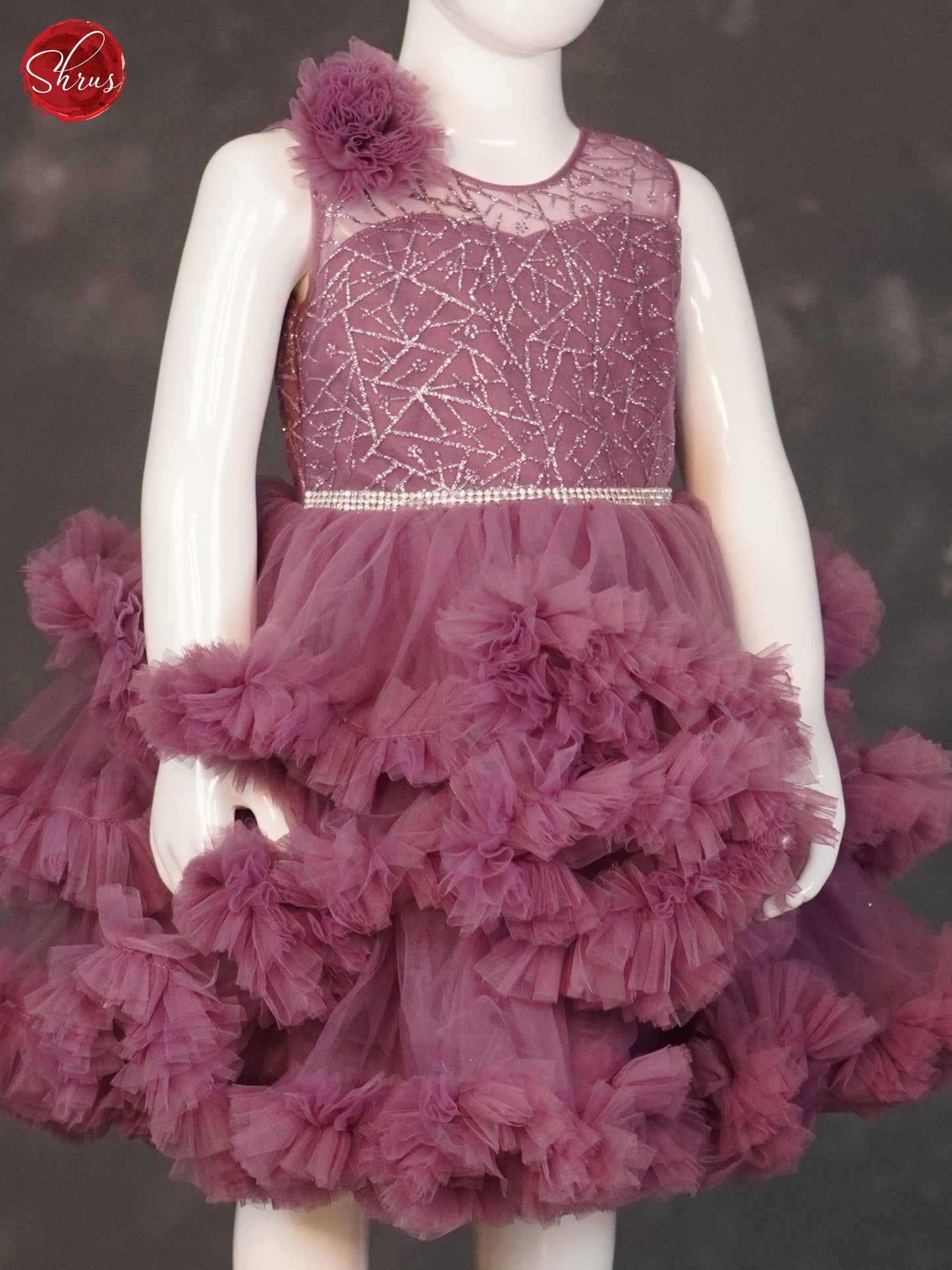 Purple - Party Wear Knee length Kids Frock - Shop on ShrusEternity.com