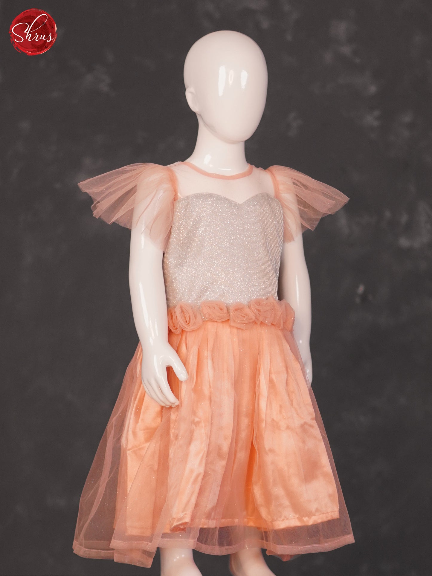 Peach - Knee Length Kids Frock - Shop on ShrusEternity.com
