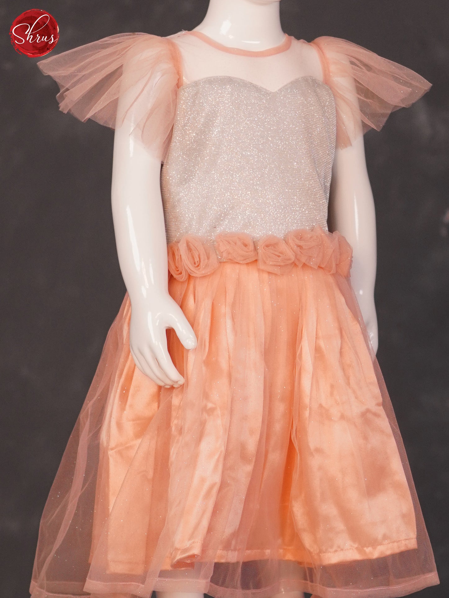 Peach - Knee Length Kids Frock - Shop on ShrusEternity.com