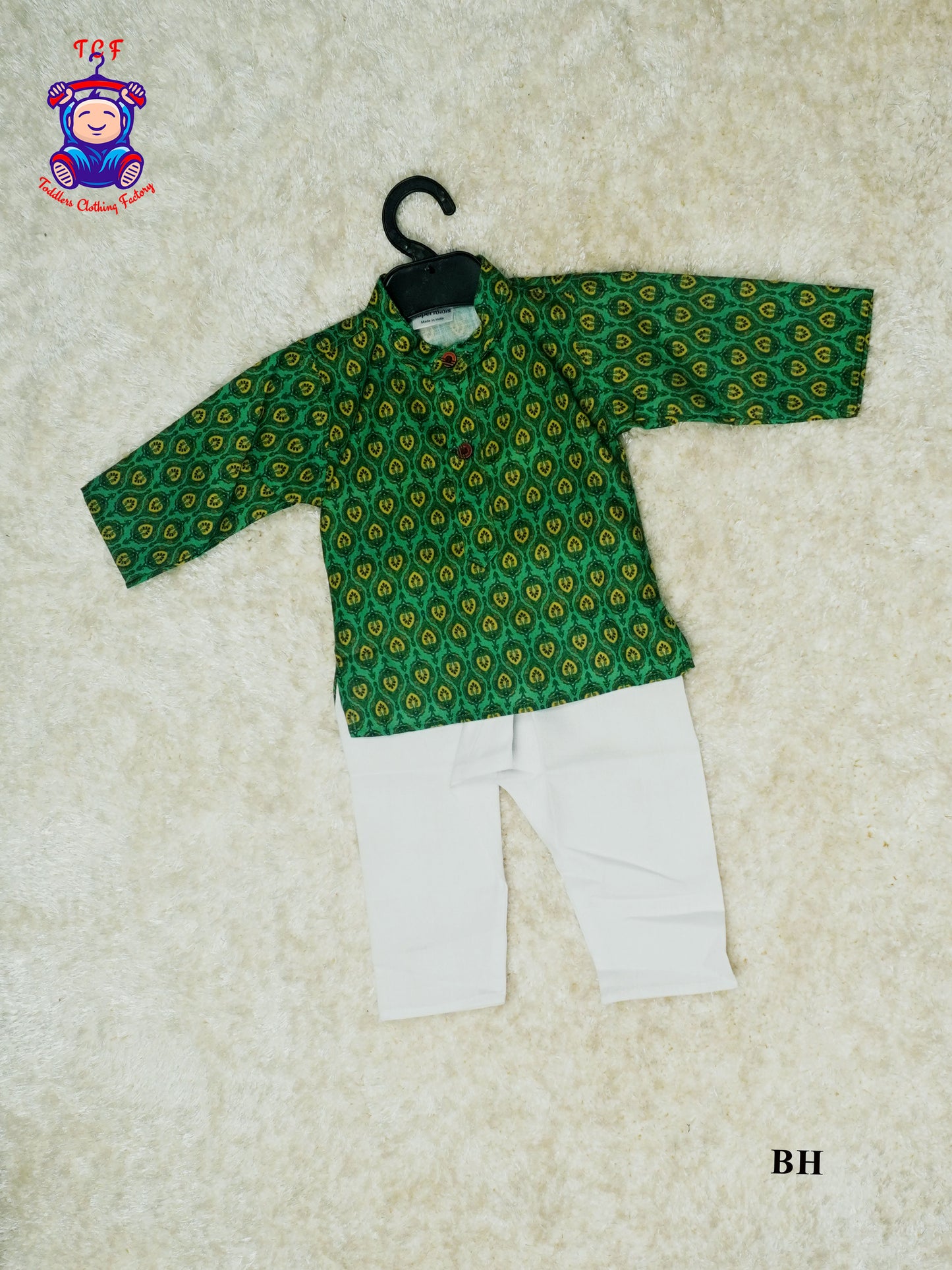 Green & White - Boys Kurta Sets