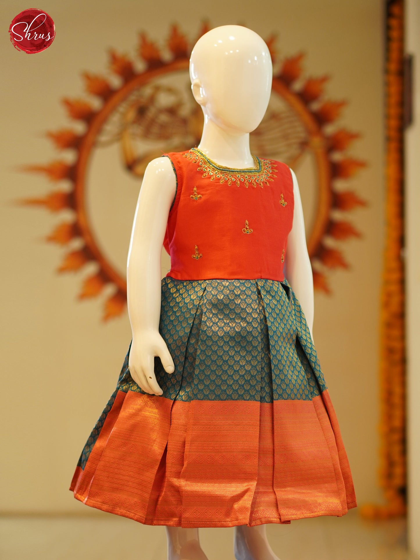 Orange & Green - Kids Frock