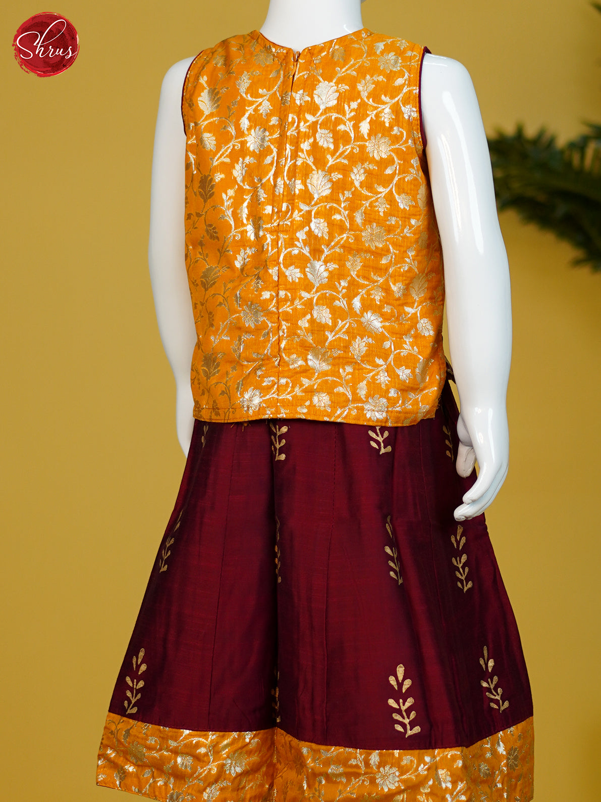 Orange & MAroon - Readymade Kids Pavadai - Shop on ShrusEternity.com