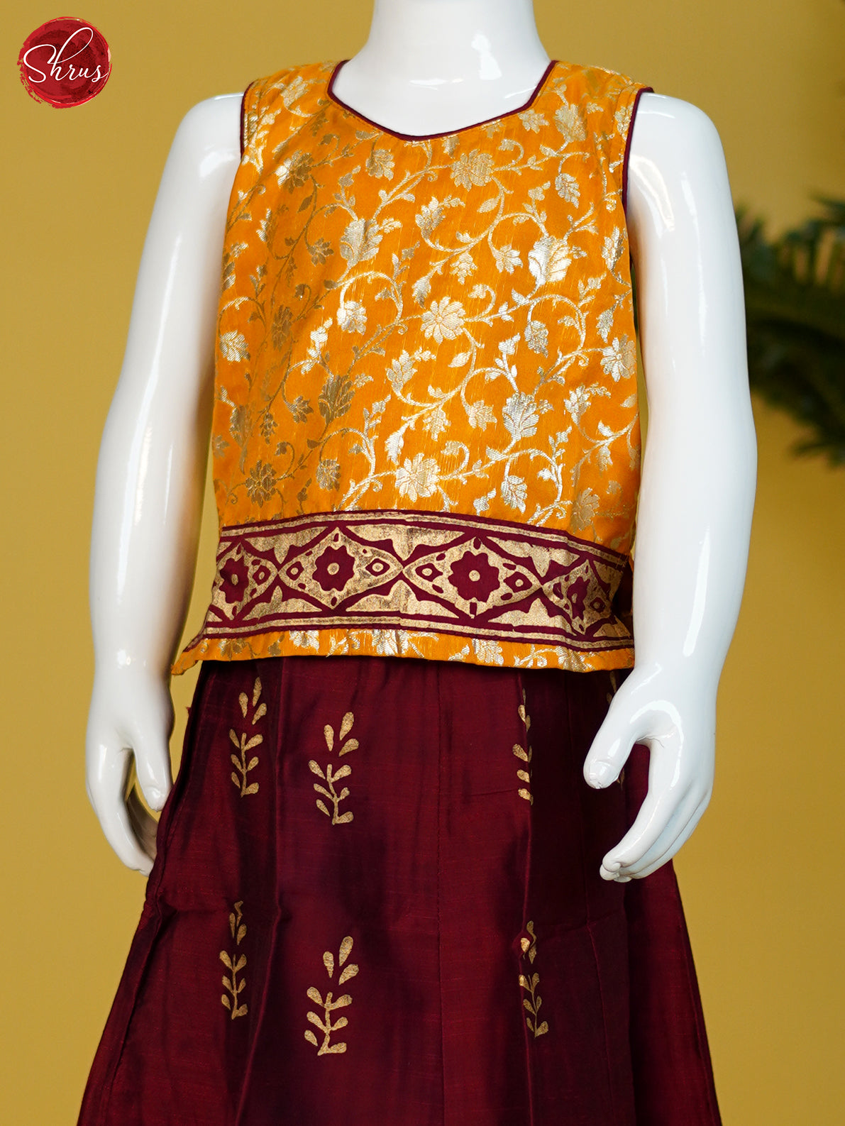 Orange & MAroon - Readymade Kids Pavadai - Shop on ShrusEternity.com