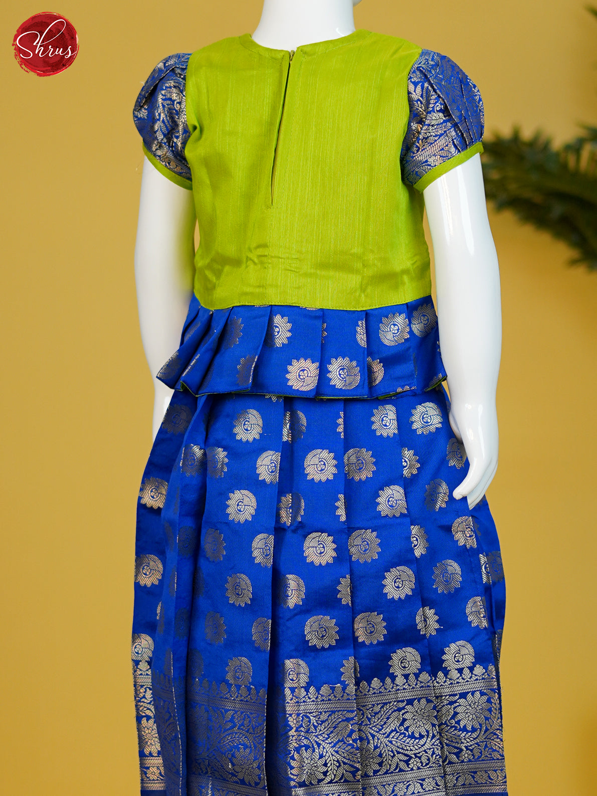 green & blue - Readymade Kids Pattu Pavadai - Shop on ShrusEternity.com
