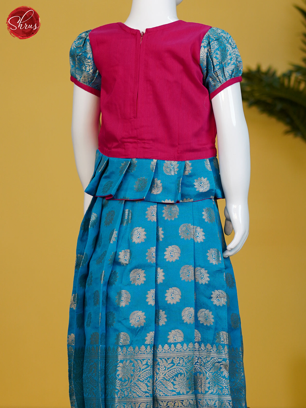 Res & Blue- Readymade Kids Pattu PAvadai - Shop on ShrusEternity.com