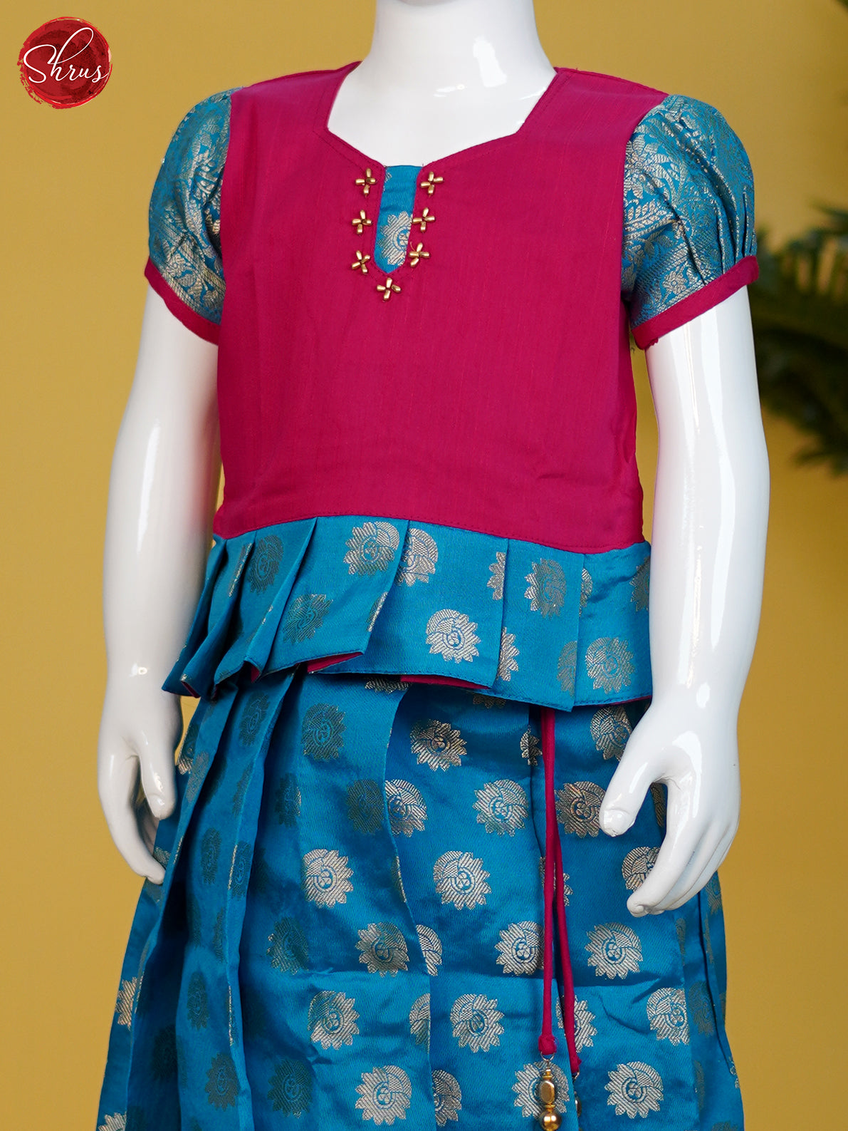 Res & Blue- Readymade Kids Pattu PAvadai - Shop on ShrusEternity.com