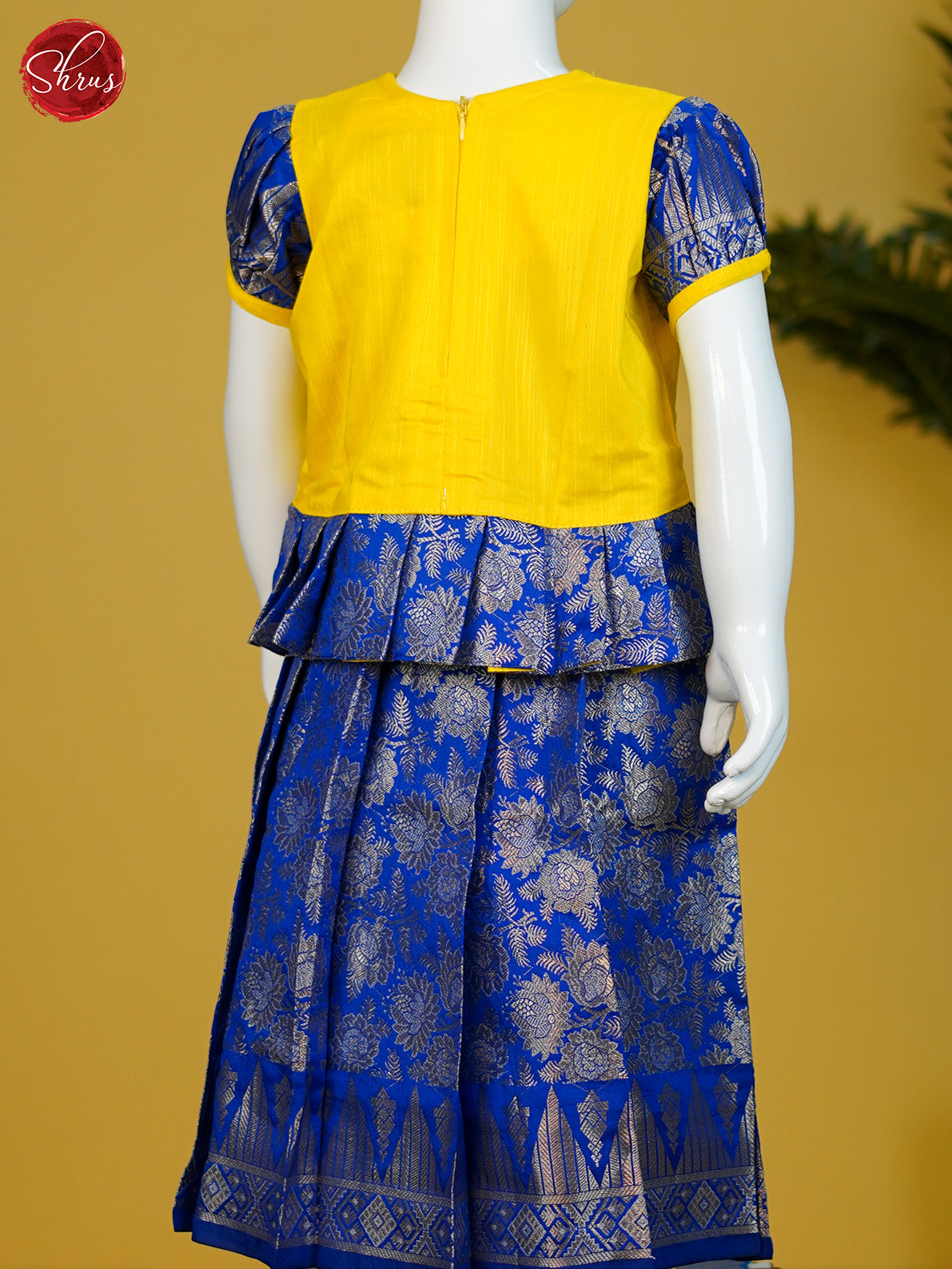Yellow & Blue - Readymade Kids Pattu Pavadai - Shop on ShrusEternity.com