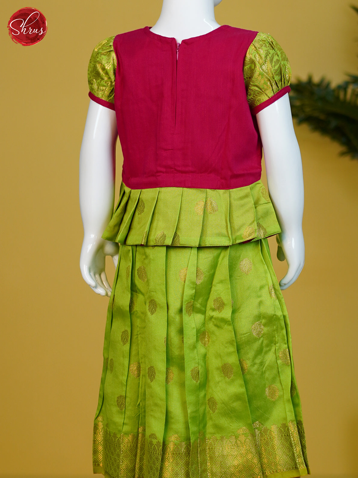Red & Green - Readymade Kids Pattu Pavadai - Shop on ShrusEternity.com