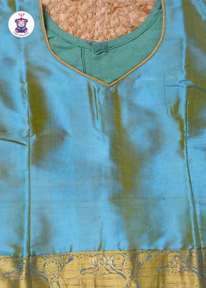 Blue and Red - Pure Pattu Pavadai Set