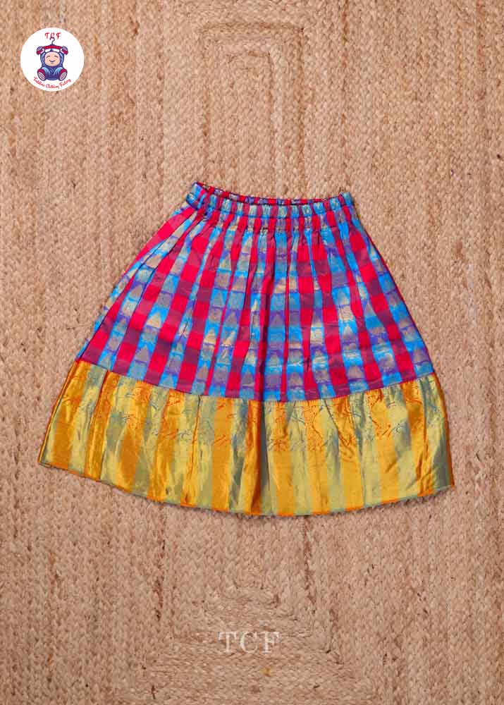Blue and Red - Pure Pattu Pavadai Set