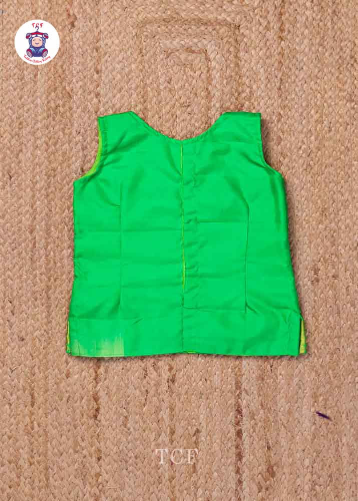 Green & Orange - Pure Pattu Pavadai Set
