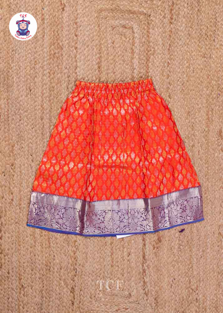 Pink & Orange - Pure Pattu Pavadai Set