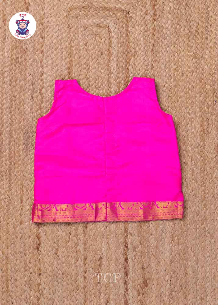Pink & Green - Pure Pattu Pavadai Set