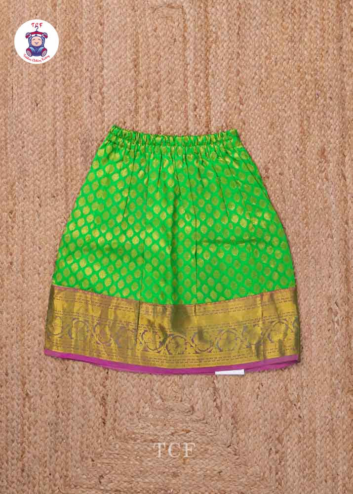Pink & Green - Pure Pattu Pavadai Set