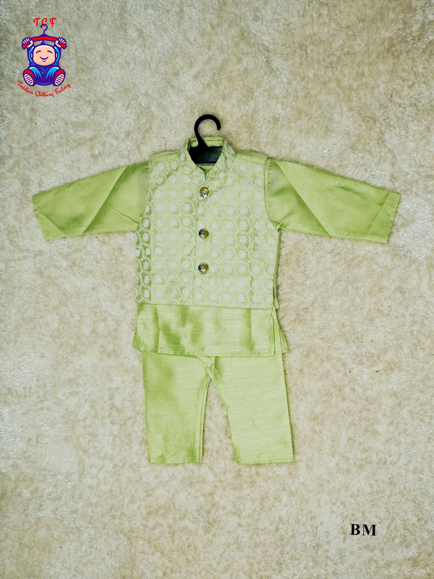 Pista Green Kurta With Jacket and Pant