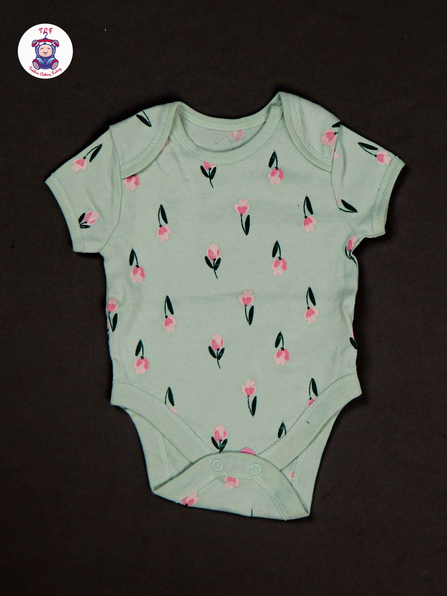 Pastel Green & Flowers - Cotton Half Rompers
