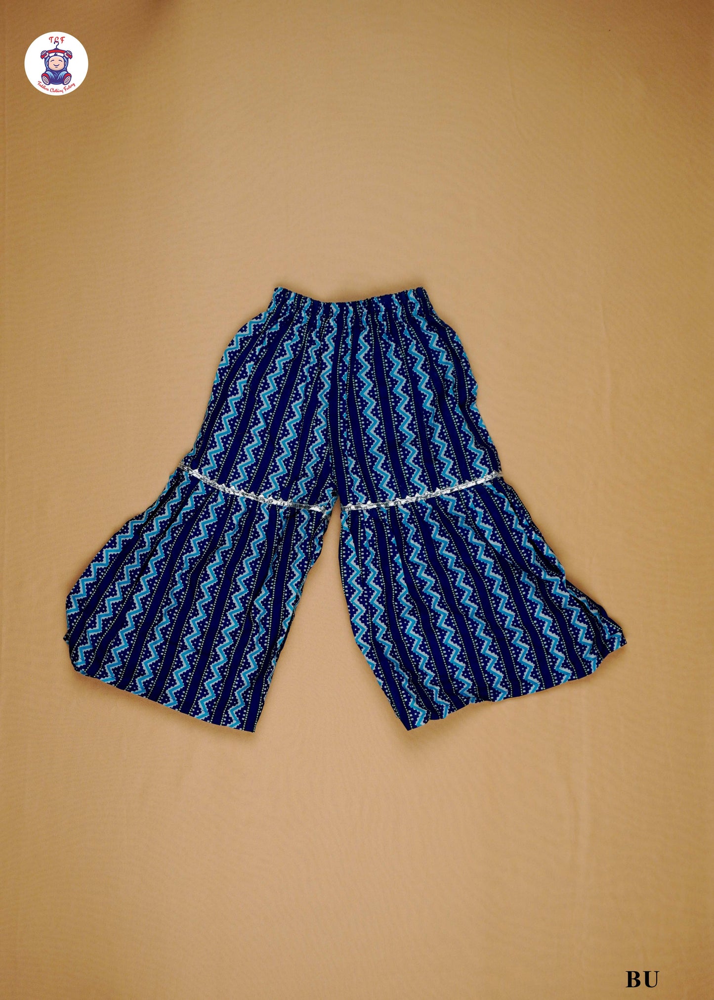 Navy Blue - Printed A-Line Kurta with Palazzos