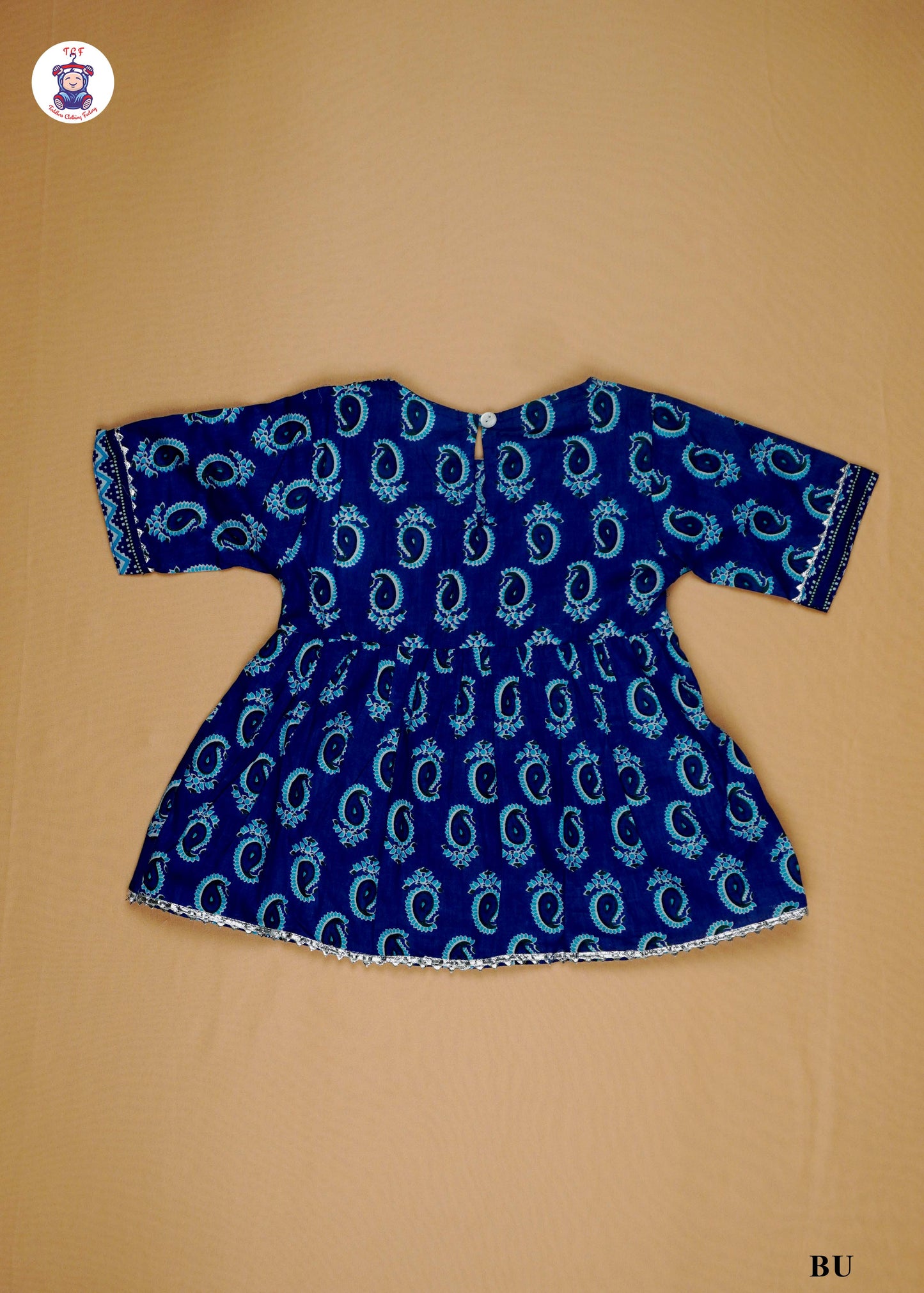 Navy Blue - Printed A-Line Kurta with Palazzos