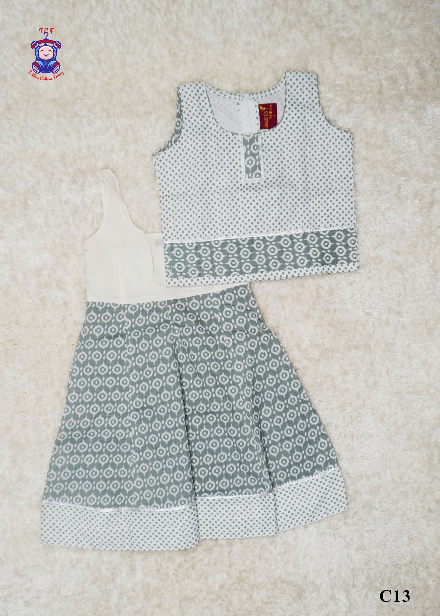 White & Grey - Cotton Pavadai Sattai