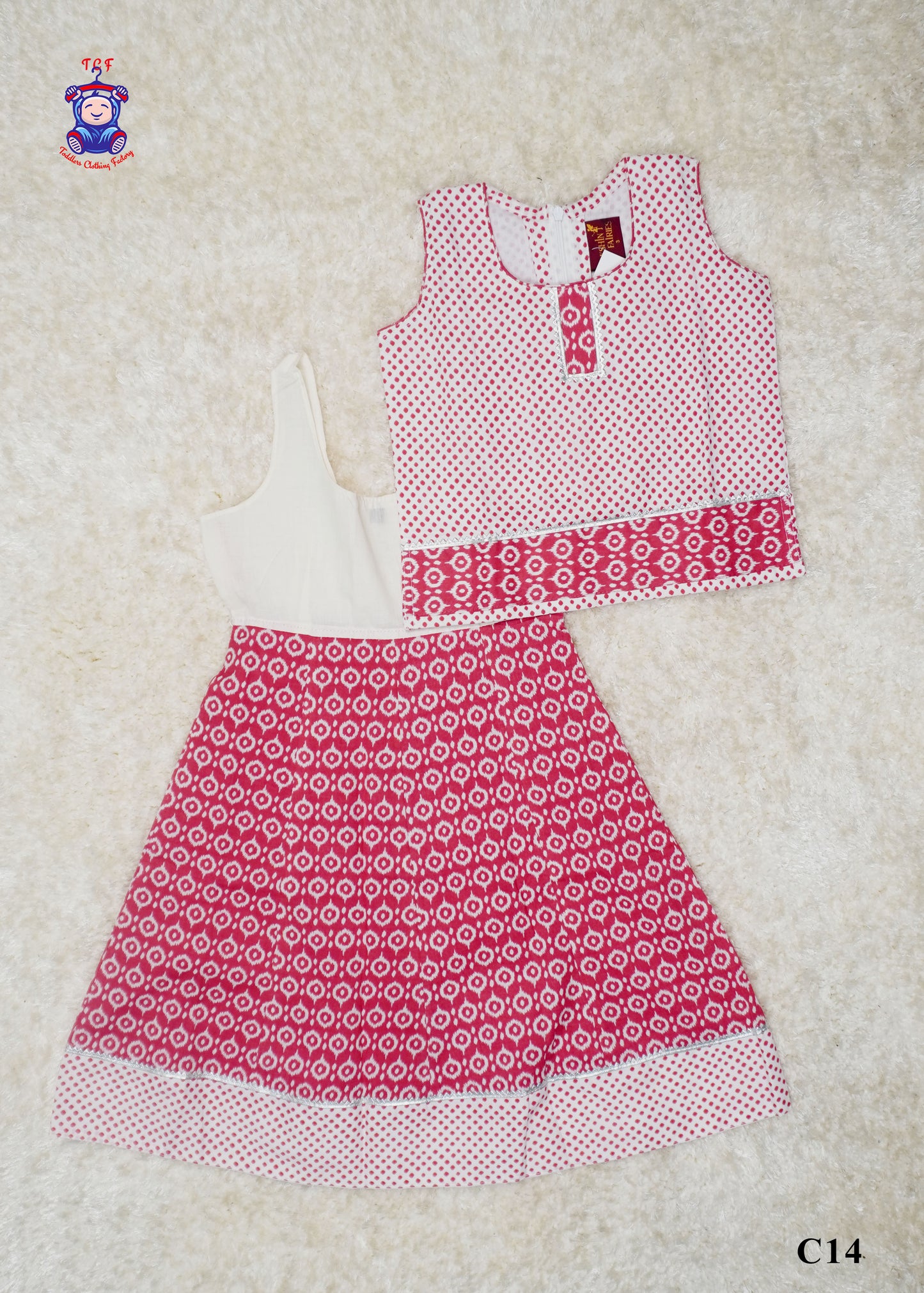 Red & White - Cotton Pavadai Sattai