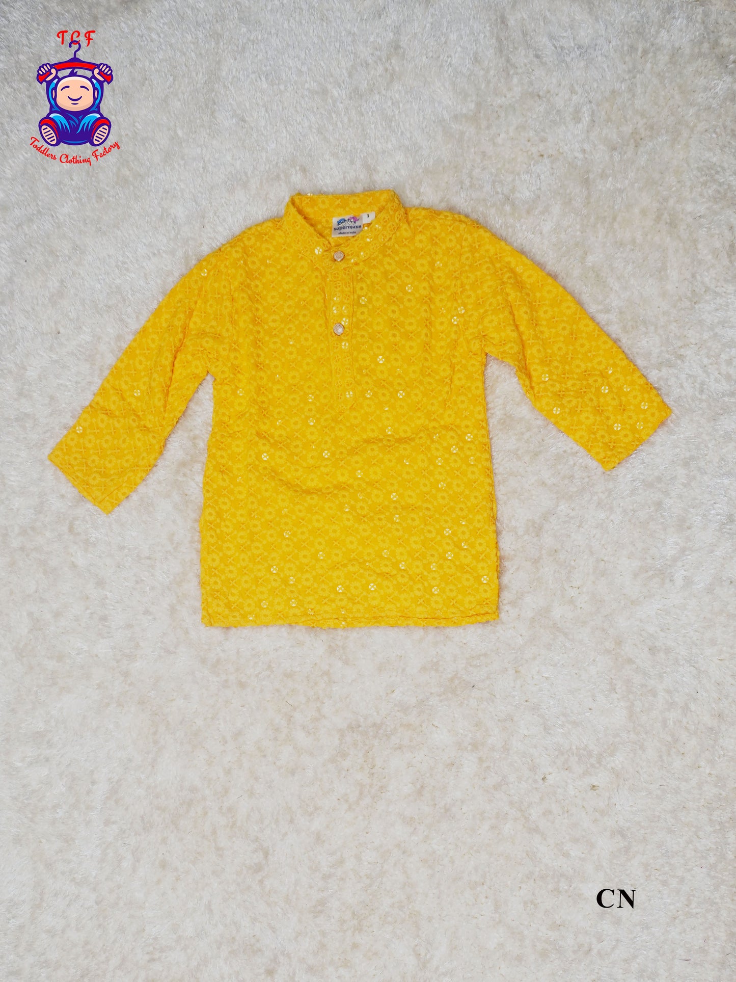Yellow - Boys Chikankari Kurta Sets