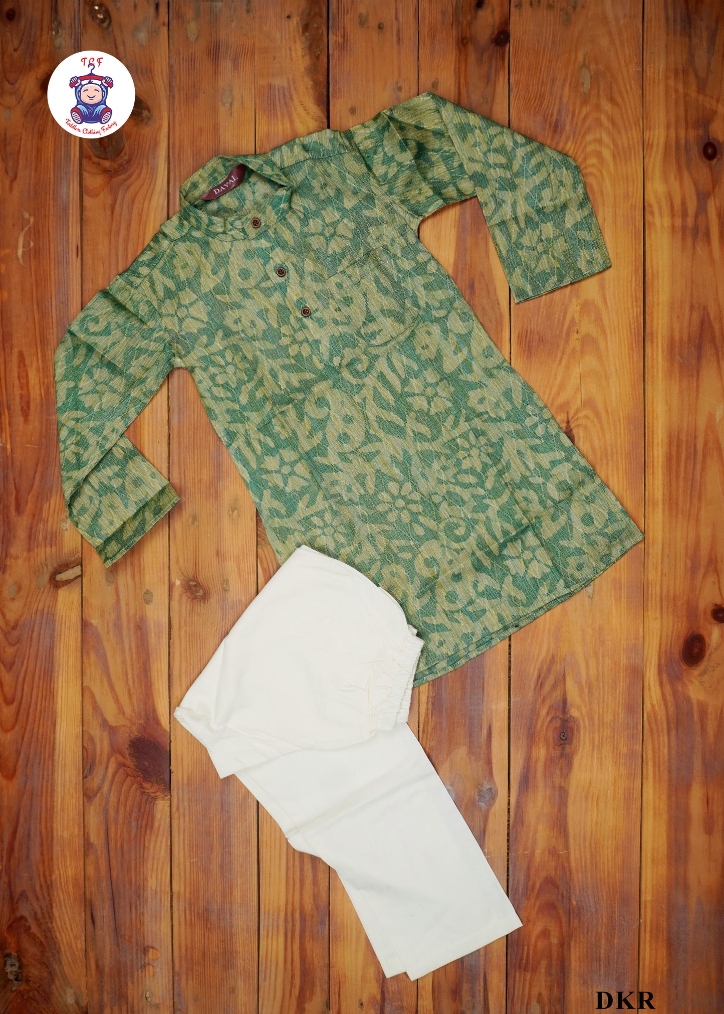 Green & Cream - Boys Readymade Kurta Sets