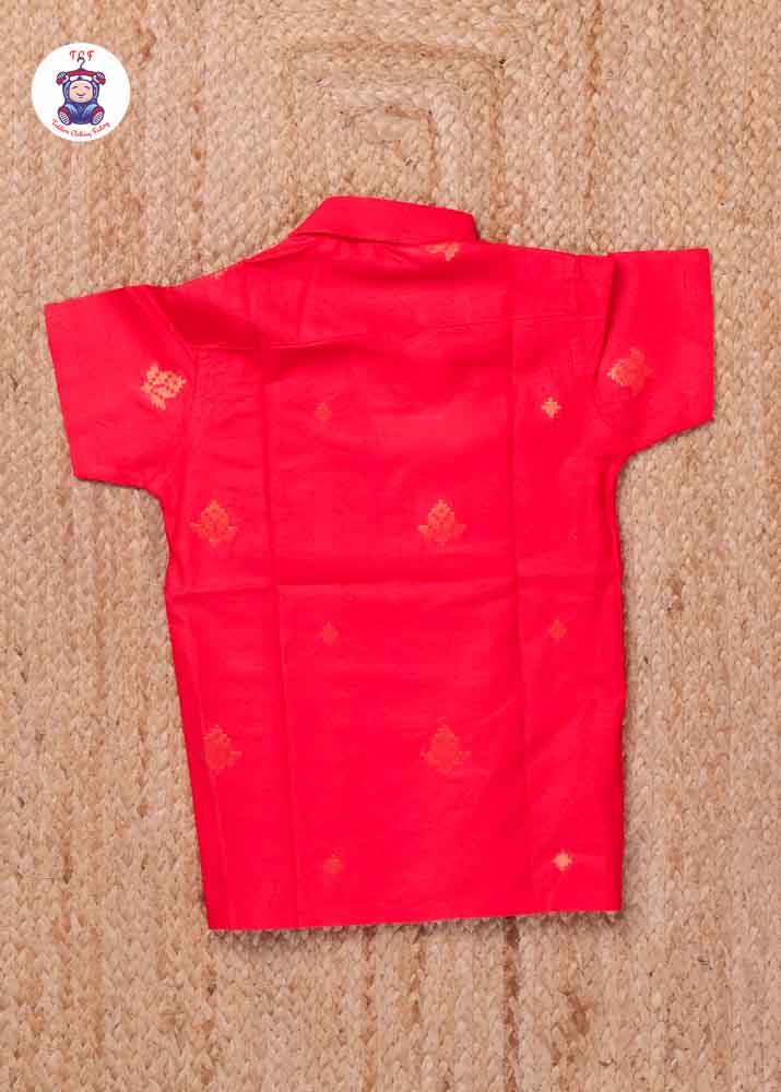 Red - Boys Readymade Silk Cotton Shirts