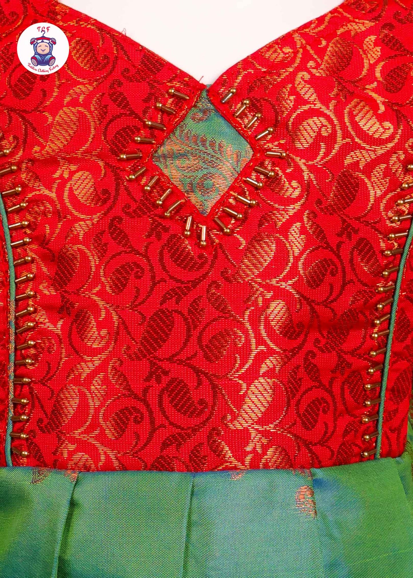 Orange & Light Green - Long Frock