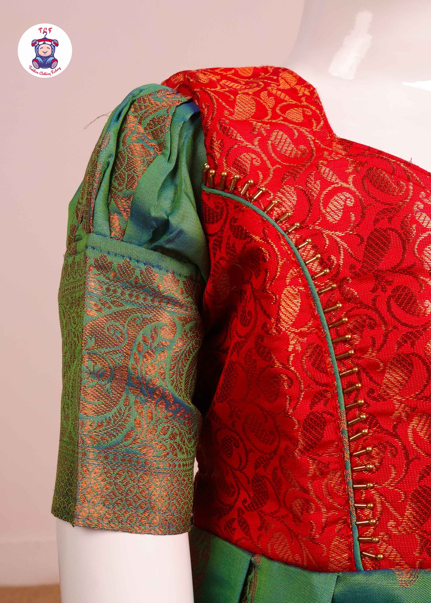 Orange & Light Green - Long Frock
