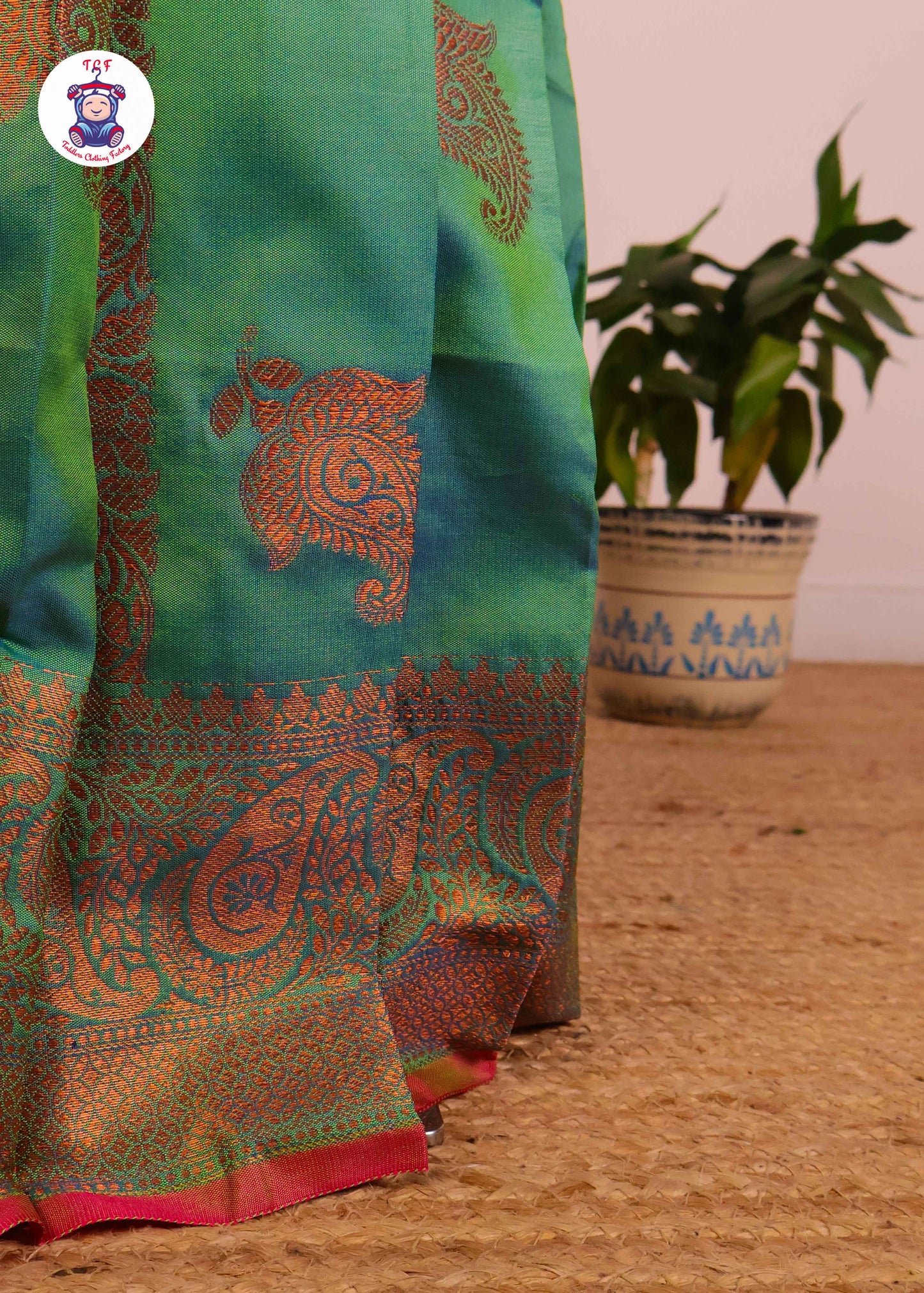 Orange & Light Green - Long Frock
