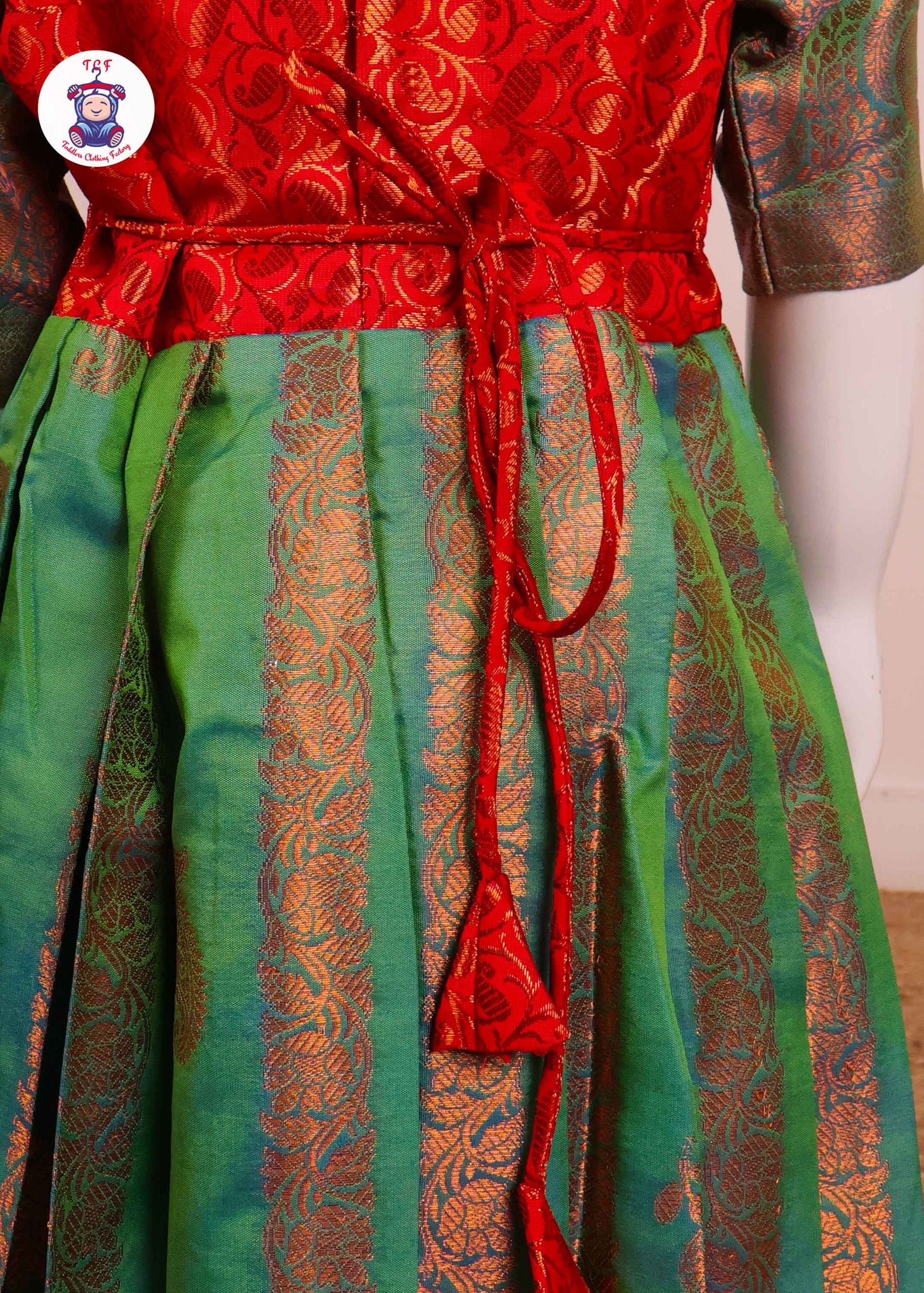 Orange & Light Green - Long Frock