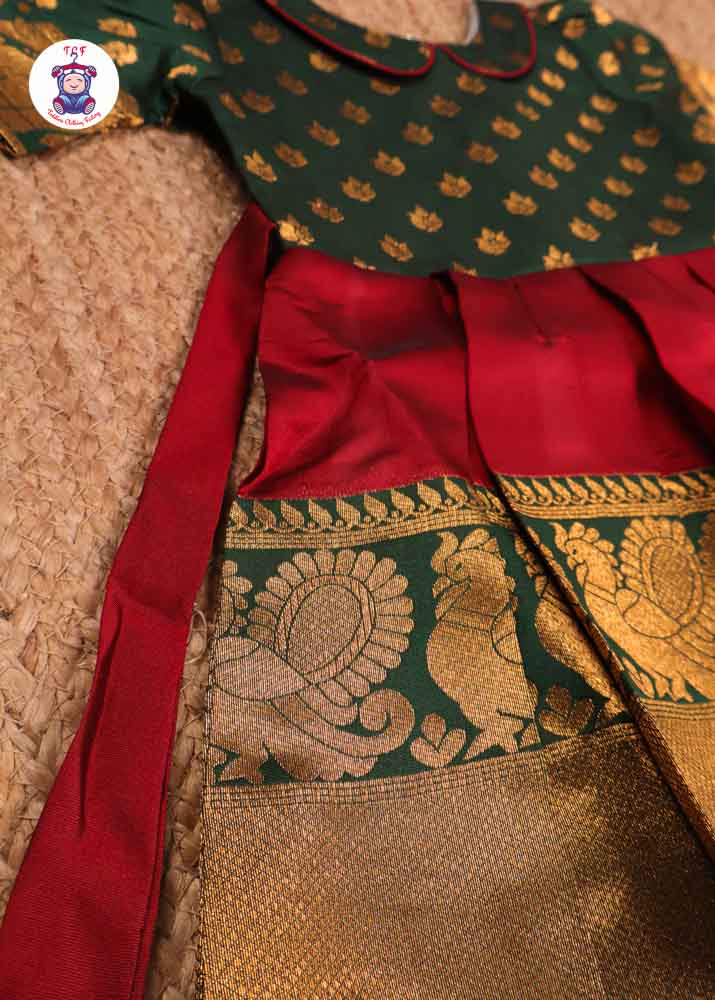Green & Maroon - Kids Readymade Frock