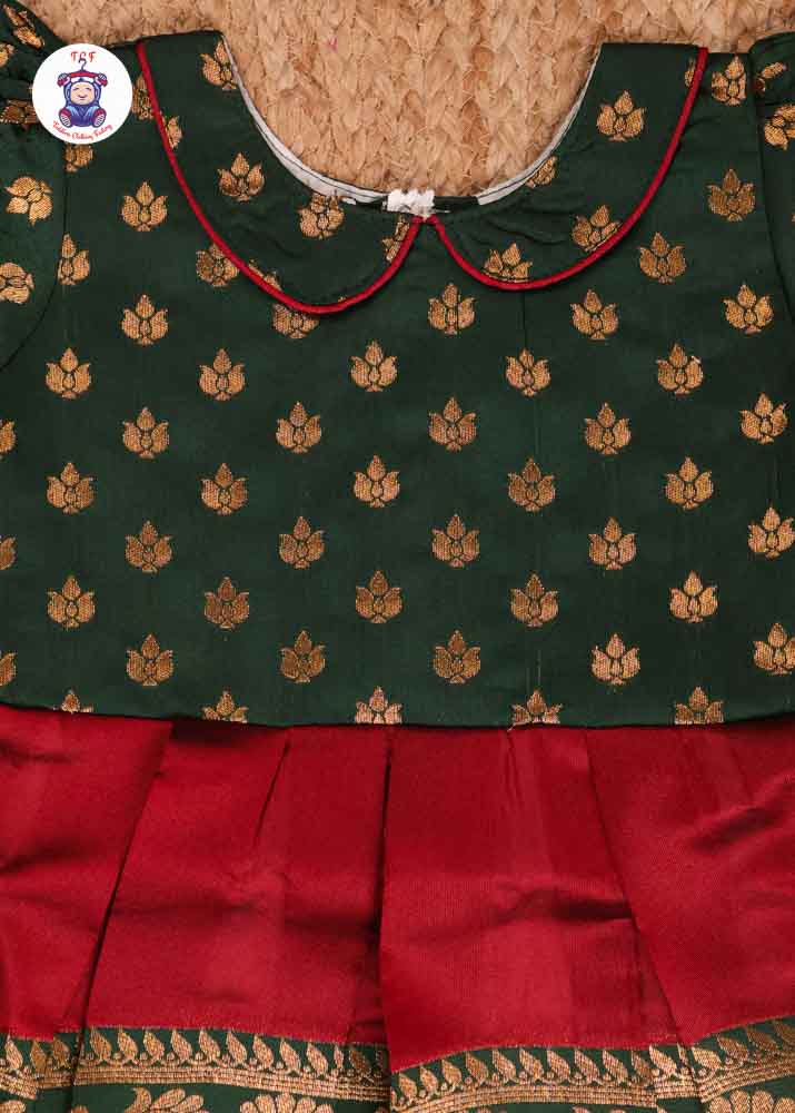 Green & Maroon - Kids Readymade Frock
