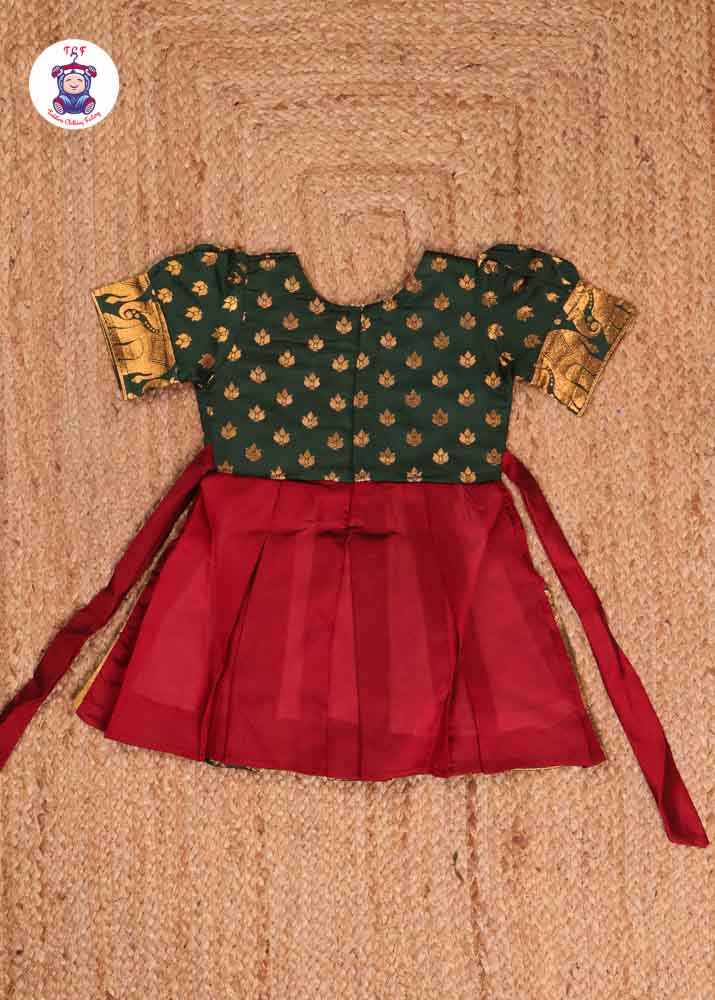 Green & Maroon - Kids Readymade Frock