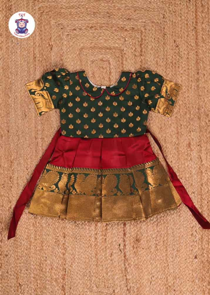 Green & Maroon - Kids Readymade Frock