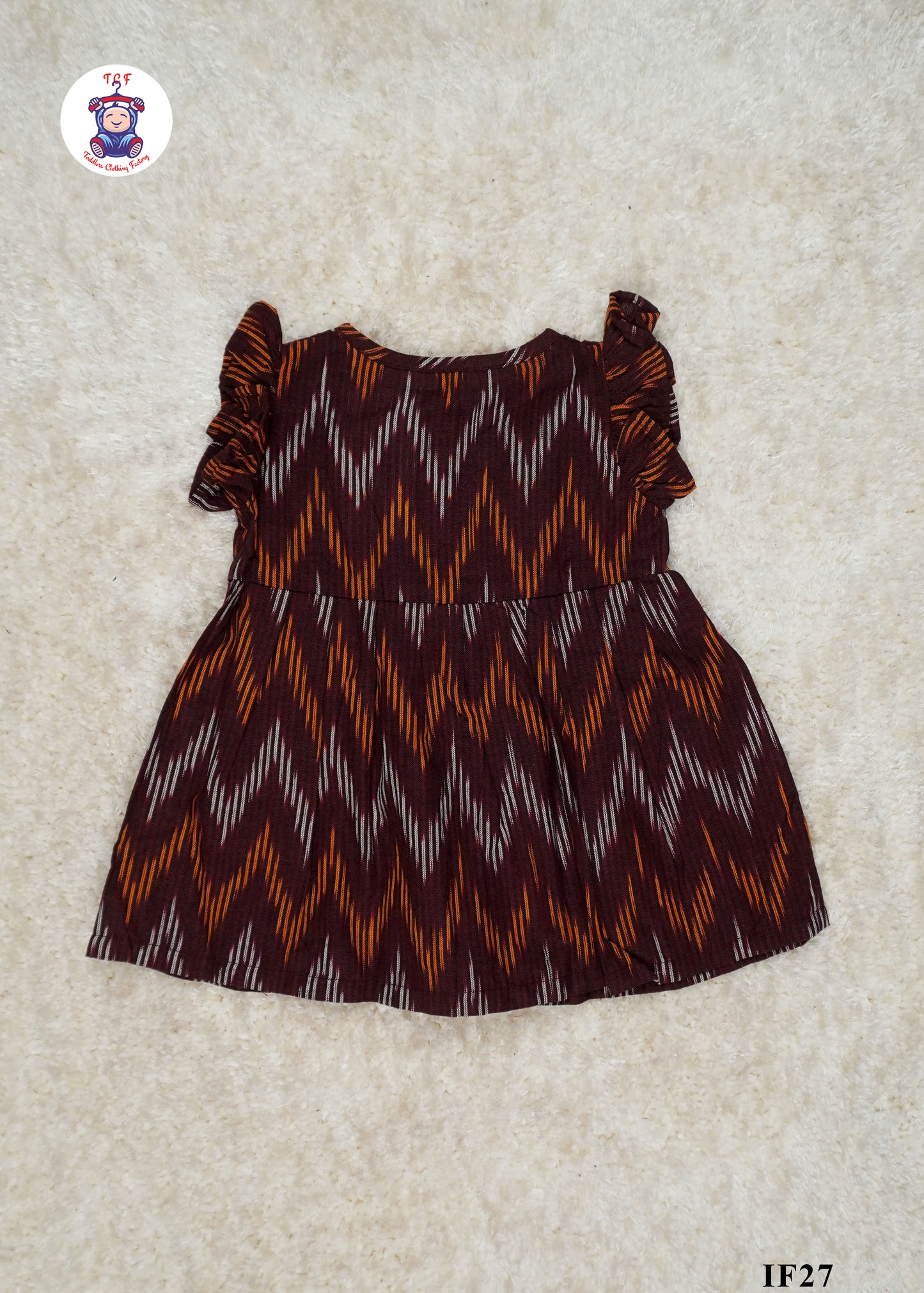Brown - Girls Readymade Ikat Frocks