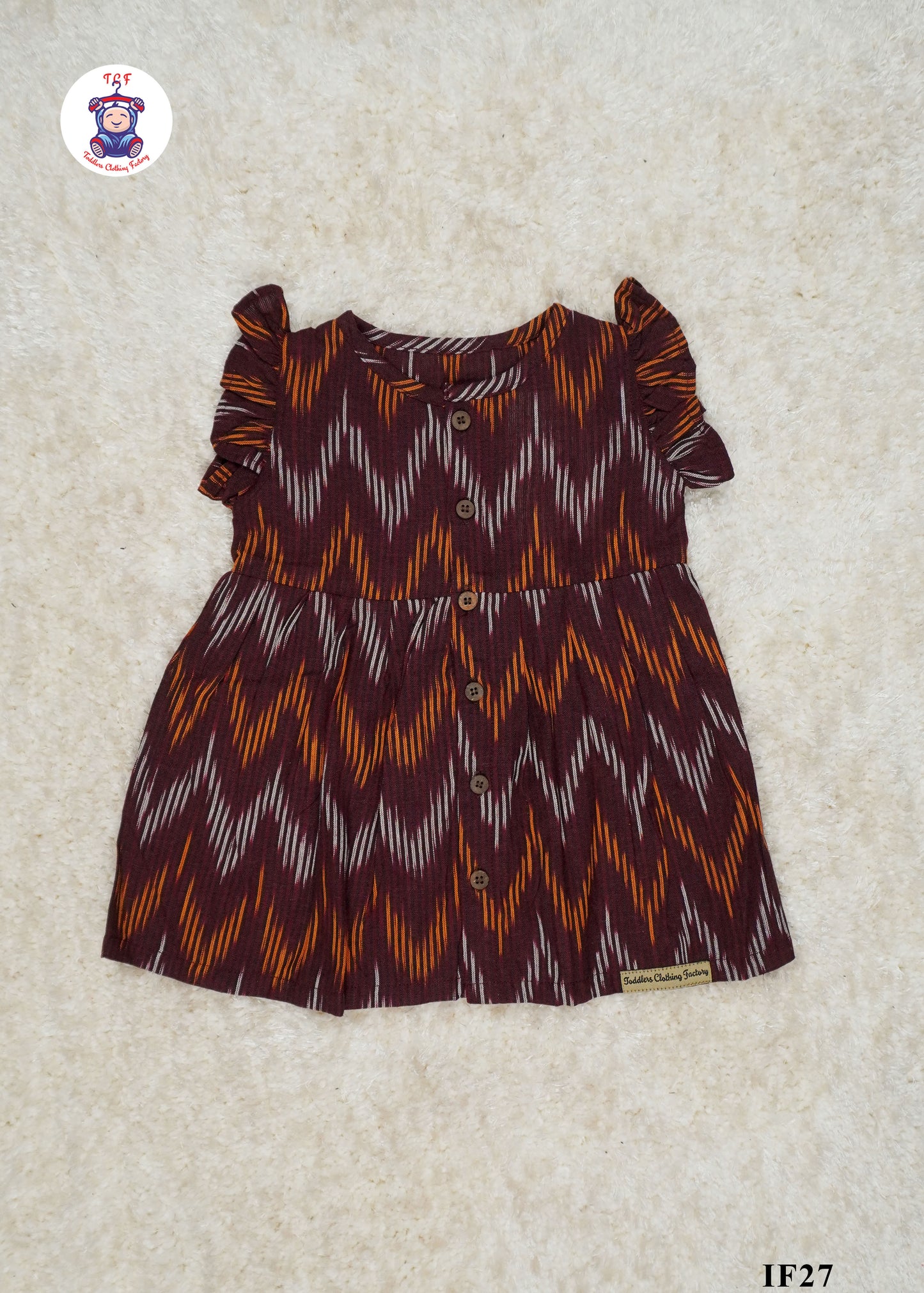 Brown - Girls Readymade Ikat Frocks