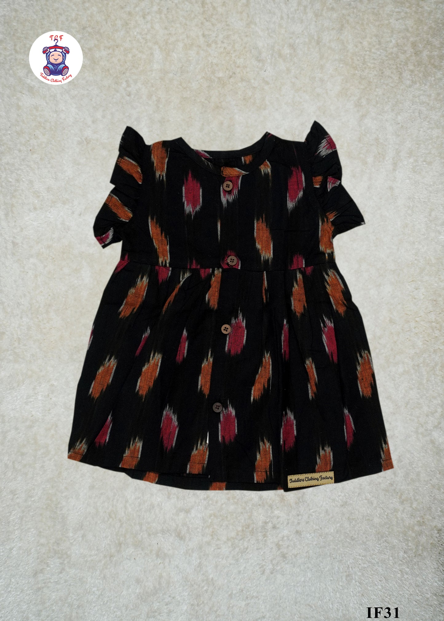 Black Small - Girls Readymade Ikat Frocks