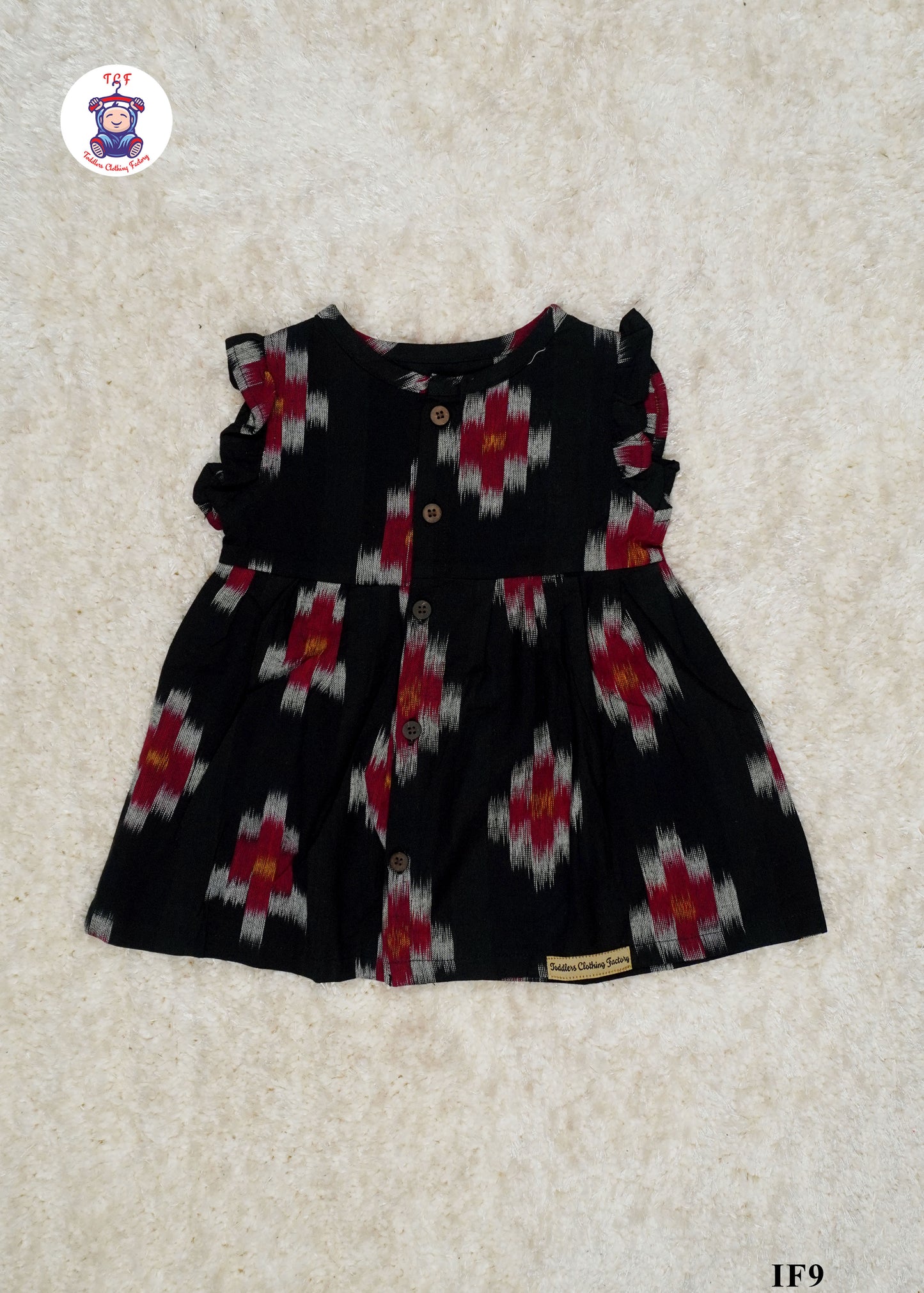 Black Big - Girls Readymade Ikat Frocks