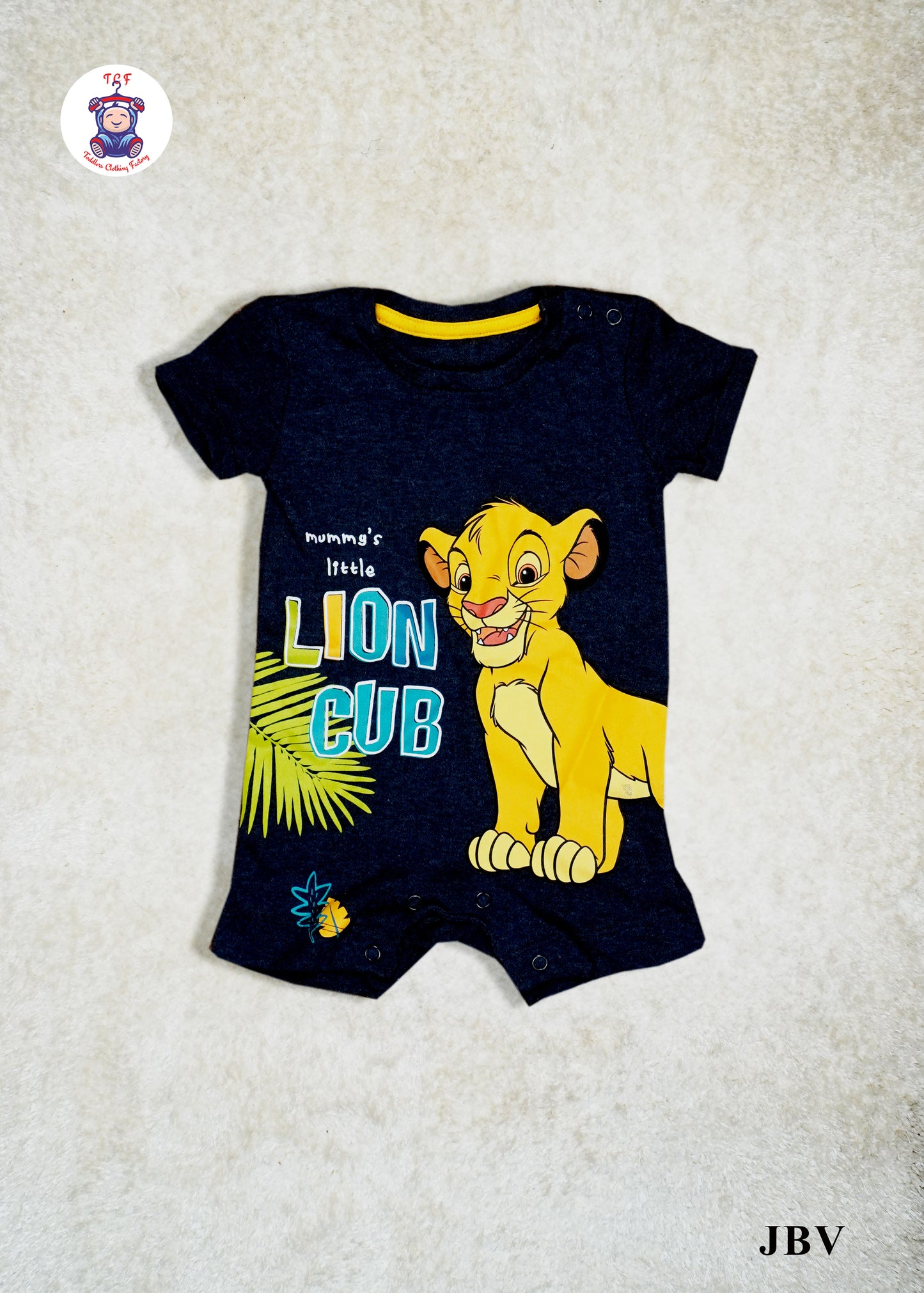 Navy Blue & Lion - Cotton Full Rompers