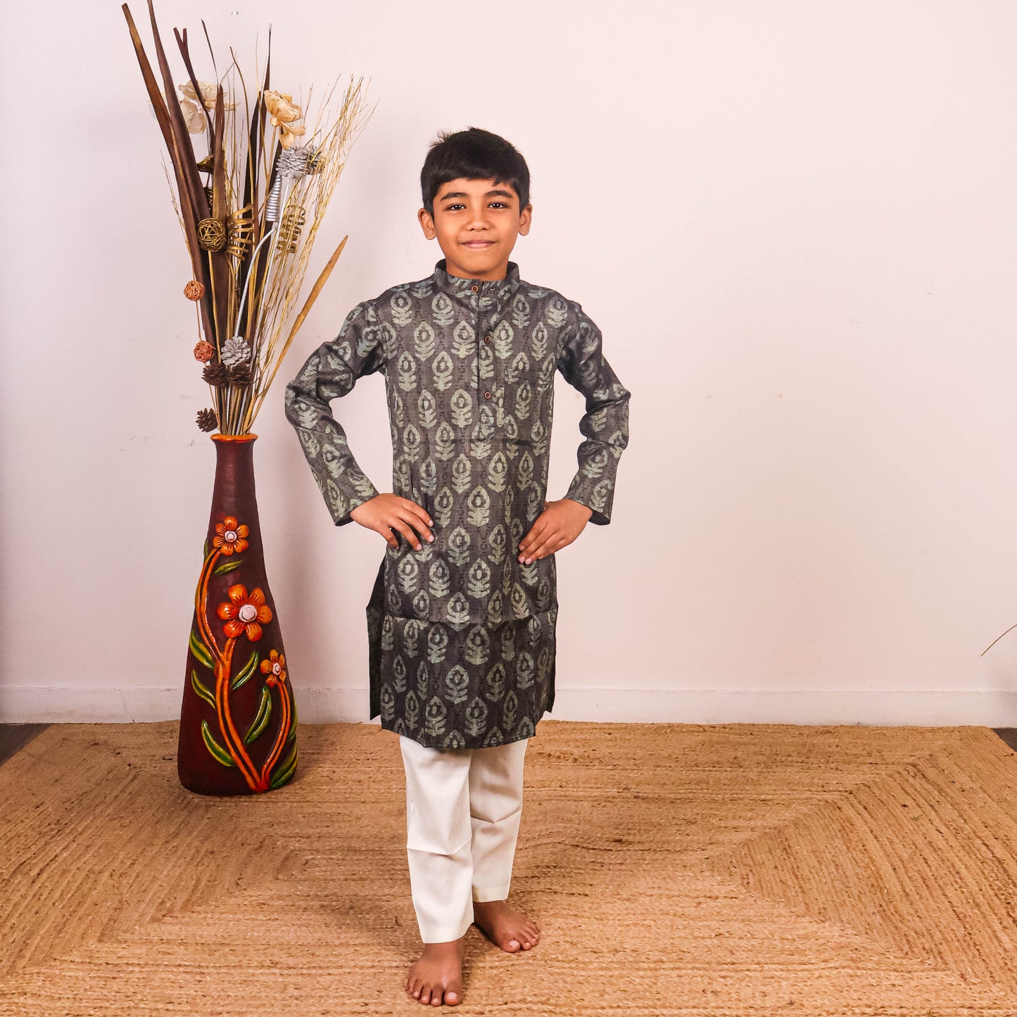 Lite Brown & Cream - Boys Readymade Kurta Sets