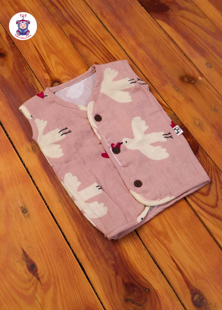 Light Brown - Unisex Bird Muslin Jabla
