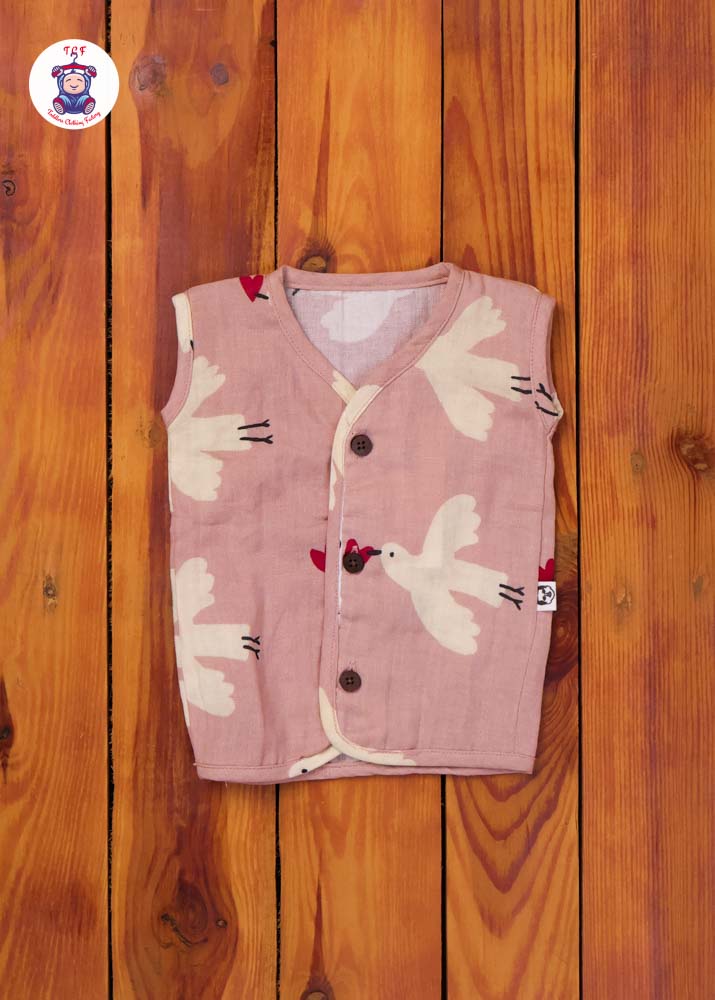 Light Brown - Unisex Bird Muslin Jabla
