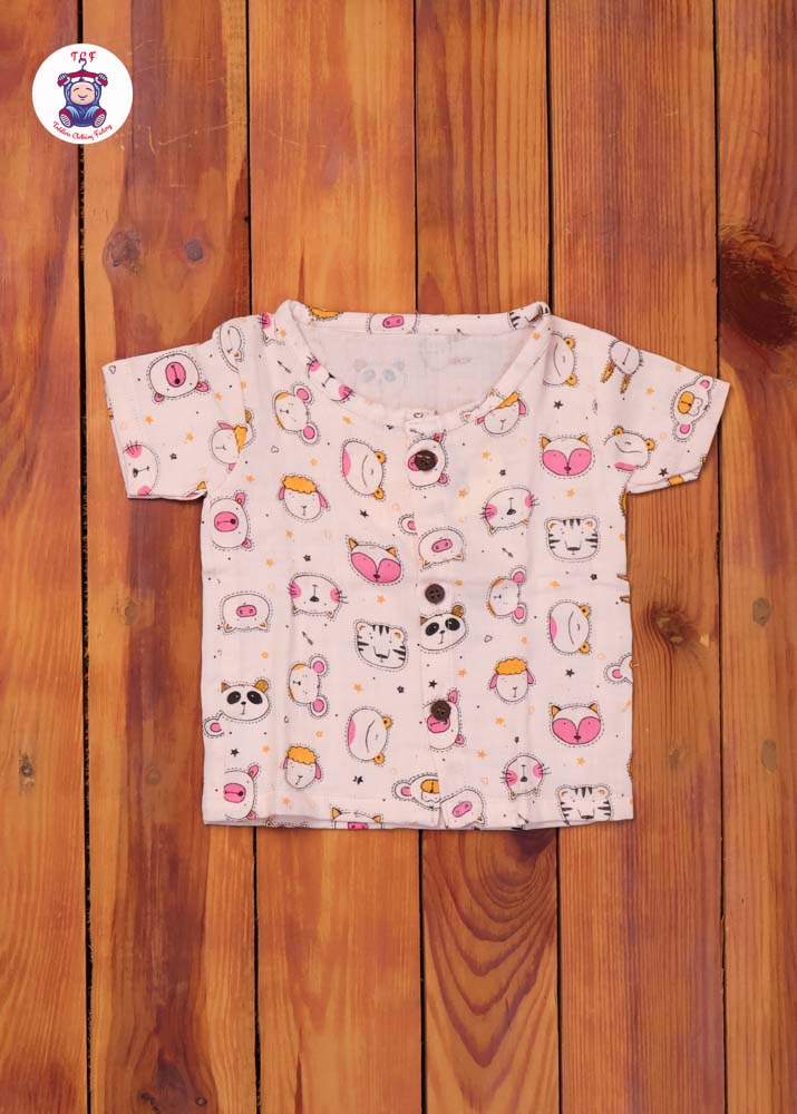 Pink Kitty - Unisex Muslin Pyjama Sets
