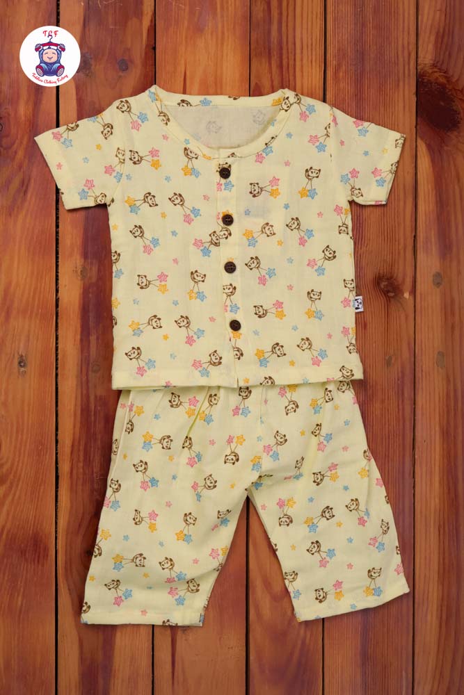 Yellow Teddy - Unisex Muslin Pyjama Sets