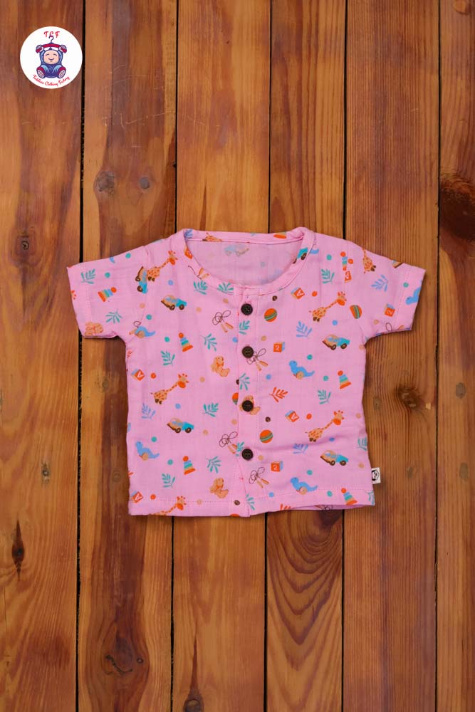 Pink Leaf - Unisex Muslin Pyjama Sets