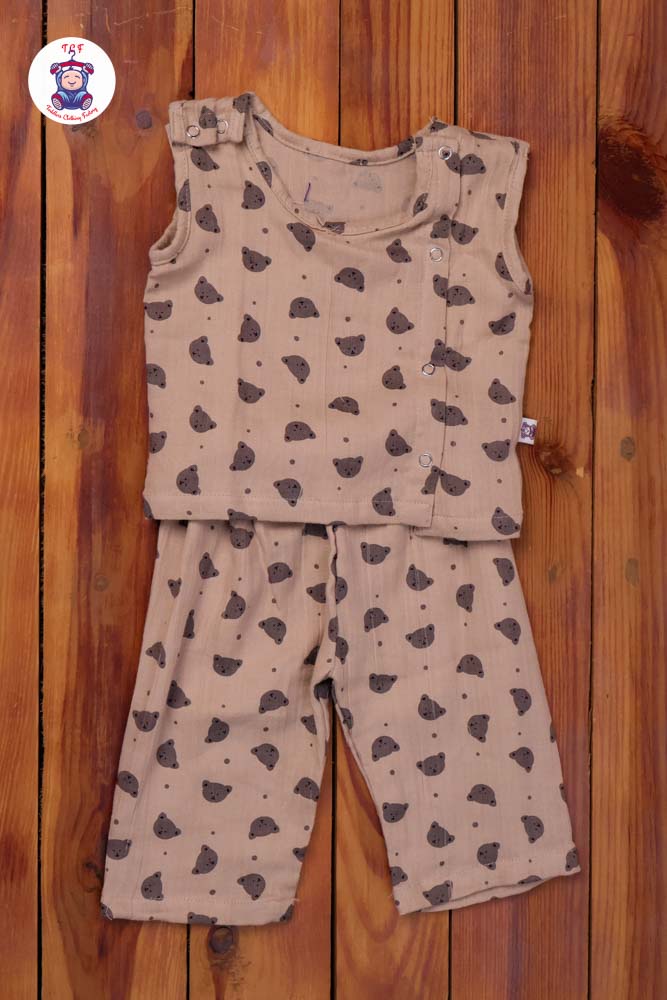 Brown Teddy - Unisex Muslin Pyjama Sets